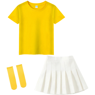 儿童彩色t恤多巴胺小学生幼儿园演出糖果色短袖班服运动会表演服