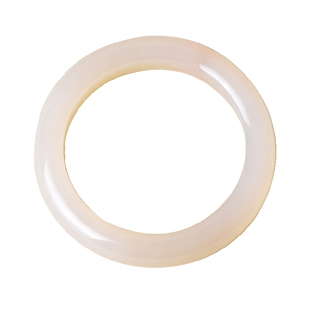 凤飞凰55mm和田玉藕粉手镯女玉镯气质玉石镯子少女款送女友礼物D