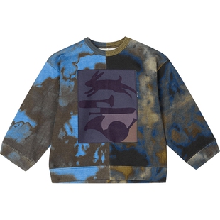 江南布衣童装纯棉扎染撞色套头卫衣休闲舒适春男女童jnbybyjnby