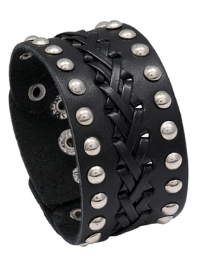 暗黑哥特真皮铆钉多层配饰手环