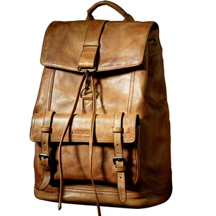 HANMIIS汉名仕头层牛皮 大容量双肩包旅行袋包全真皮男士背包书包