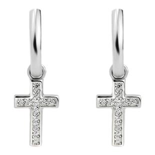 GRGR S925 cross earrings 纯银十字架耳圈男女嘻哈镶锆石耳钉坠