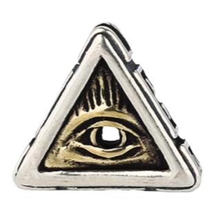 S925纯银嵌铜三角形荷鲁斯上帝之眼背云文玩全知之眼背云线束配件