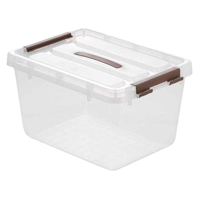 茶花手提收纳箱整理箱子透明小零食儿童玩具收纳盒家用储物盒塑料