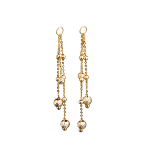 可卿珠宝 琅金 素金耳线18k金风再吹流苏耳饰新年礼物正品女