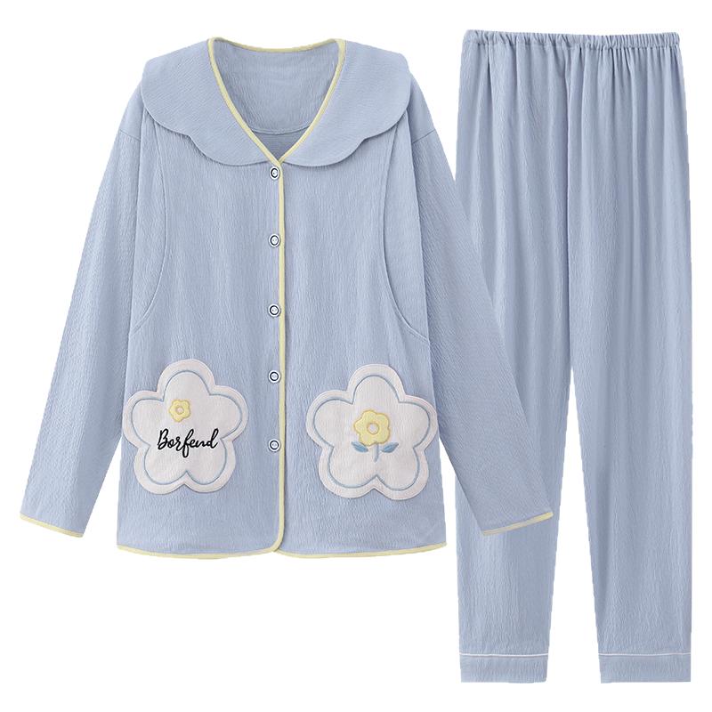 月子服产后纯棉全棉吸汗产妇坐月子哺乳产孕妇睡衣孕期专用秋冬季
