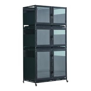 宠物店寄养笼隔离笼三层狗笼子繁殖展示笼钢化玻璃猫笼宠物寄养柜