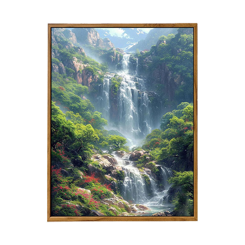 中国风流水生财数字油画DIY风景