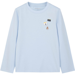 暇步士童装儿童长袖圆领衫秋新款中大童男童套头女童多色简约上衣