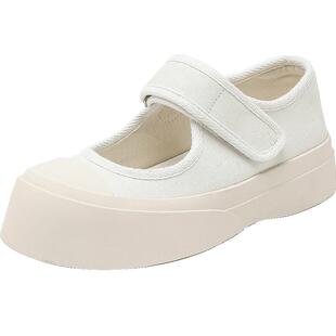 达芙妮玛丽珍帆布鞋女2026新款夏季透气女鞋子单鞋板鞋厚底小白鞋