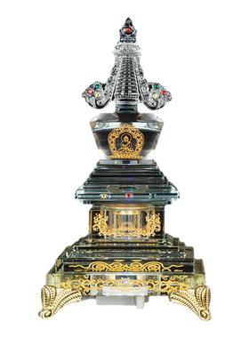 水晶舍利塔菩提塔 佛堂用品 舍利佛塔 噶当塔 带灯光