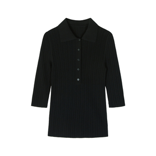 LESS夏季冰丝polo衫套头短袖针织衫休闲修身中袖上衣2O5311350