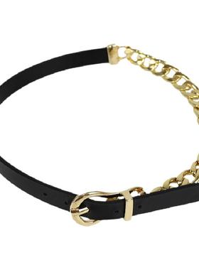 黑色脖颈链皮革choker颈圈朋克风