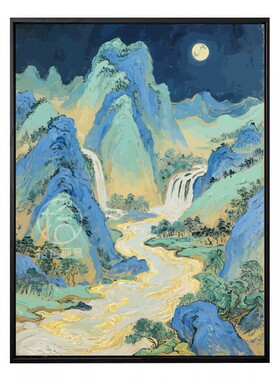 千里江山图数字油画diy填色