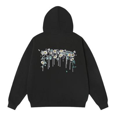 丛林老虎花灰刺绣情侣连帽卫衣男