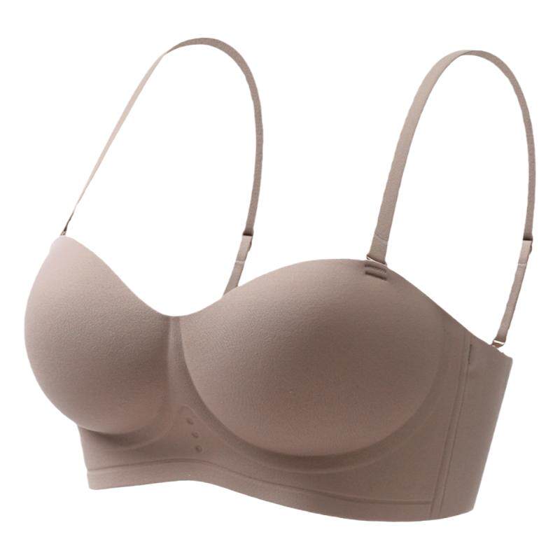 无痕内衣女春夏款小胸聚拢显大上托提拉防下垂收副乳无肩带文胸罩