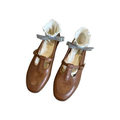 春秋新款牛皮玛丽珍鞋低跟单鞋女