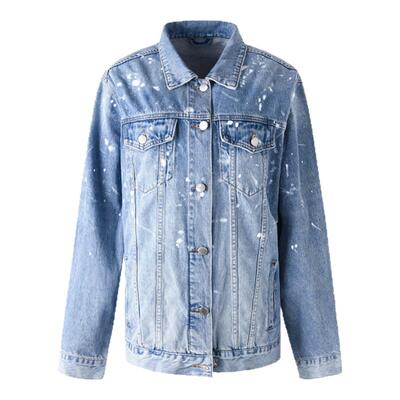 ourhour水洗蓝泼墨宽松牛仔外套