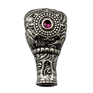 铜镀银唐草纹转运三通文玩佛珠个性配饰。对孔10*9.5*18mm