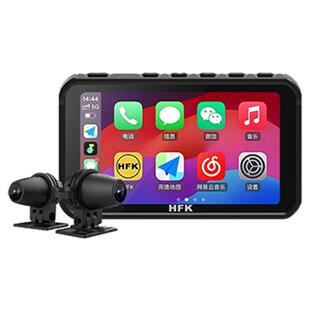 HFK HC50摩托车智能车机行车记录仪适用仿赛三星柱2K双摄carplay