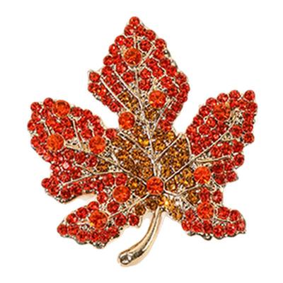 红色枫叶胸花满钻胸针高档女