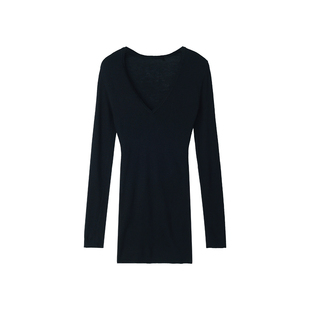 FYFTHX 秋冬新款修身百搭多色V领长袖针织衫女叠穿内搭打底衫上衣