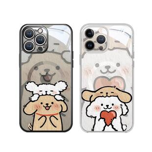 适用苹果16pro手机壳狗狗iPhone15情侣16e油画14promax秀恩爱12爱心11磁吸mini小众15plus一对magsafe可爱13