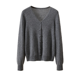【天衣无缝】春竹26春秋新款羊绒羊毛外套V领休闲叠穿女针织开衫