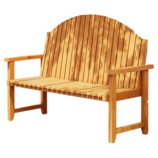 户外防腐木长凳庭院休闲椅子露天阳台网红靠背长条椅花园实木座椅