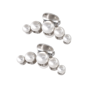 suzyacc kr小众高级仿珍珠前额颅顶蓬松小抓夹侧边八字刘海固定夹