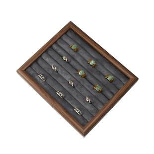 妙提实木戒指盘耳钉耳环收纳盘柜台指环陈列摆件复古首饰展示架子