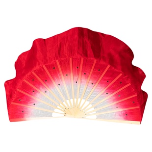 真丝舞蹈扇子儿童双面红色胶州秧歌扇八寸跳舞专用广场舞绸扇道具