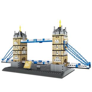 万格建筑系列小颗粒益智拼装积木街景城市地标建筑模型摆件玩具