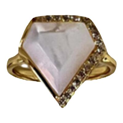 天然海洋有机宝石白贝母戒指公主