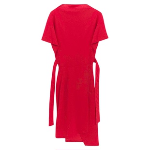 Forevercan女装夏季新款“枪炮玫瑰”立裁极简高级感法鲁红连衣裙