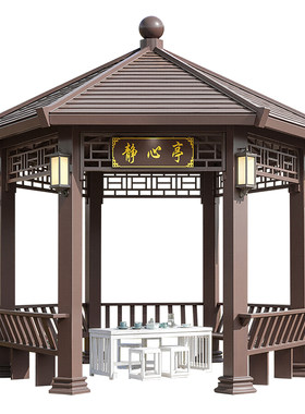 铝合金六角凉亭佛山展厅已装样板