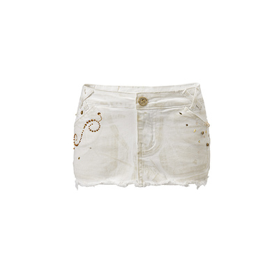 4muggle千禧年烫钻白牛仔包裙女