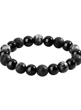 男士黑珠复古手链手串