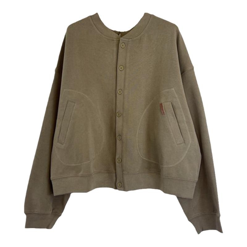 棒球服春秋卫衣高级感重磅长绒棉长袖女春秋宽松大码上衣复古简约