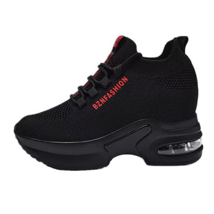 运动鞋女鞋内增高休闲黑色妈妈老爹鞋新款秋冬季防滑旅游厚底跳舞