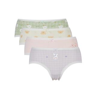 芬腾可安纯棉不夹臀透气内裤女士内裤棉裆学生三角裤卡通动漫印花