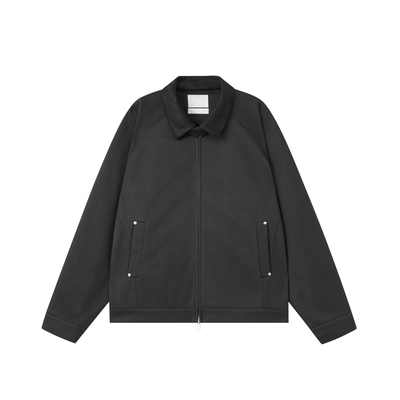 WHIMNOTION 25AW「皮领千鸟格」撞钉结构拼接重磅呢感夹克外套秋