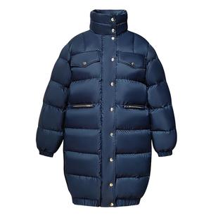 诗都奇2025新款95白鹅绒服女中长款宽松茧型立领羽绒服保暖外套冬