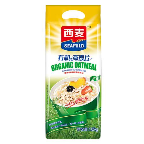 【品牌自营】西麦有机燕麦片1050g袋无添加蔗糖健身代餐营养早餐