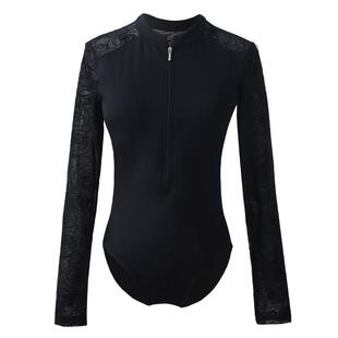 成人舞蹈服女芭蕾舞体服黑色长袖练功服连体服形体服训练服体操服