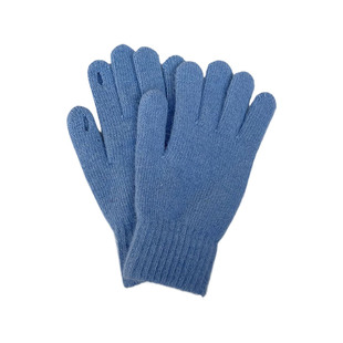 手套东北哈尔滨防寒装备蓝色女冬季新款露指触屏保暖出片可爱毛线