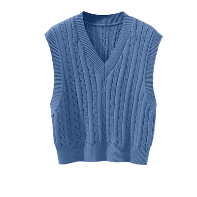 设计感V领显瘦麻花马甲背心女秋