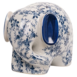 【本尼家】青花瓷高档大象一对中式陶瓷家居客厅玄关摆件