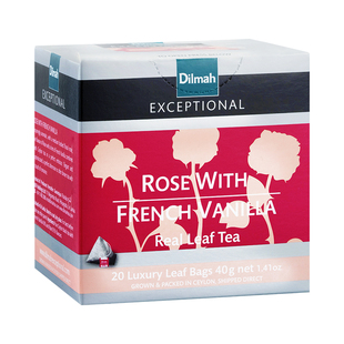 Dilmah迪尔玛E玫瑰香草味锡兰红茶20三角茶包 进口红茶玫瑰花红茶