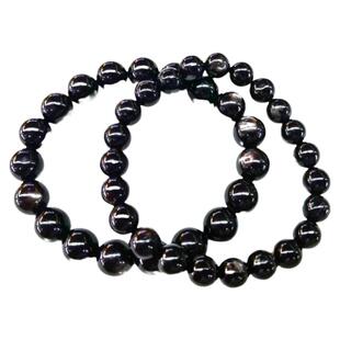 天然金运石手链猫眼原石能量石黑银线手串黑水晶顽火辉石珠子招财